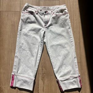 Baby Phat White Jeans with Pink Stitching